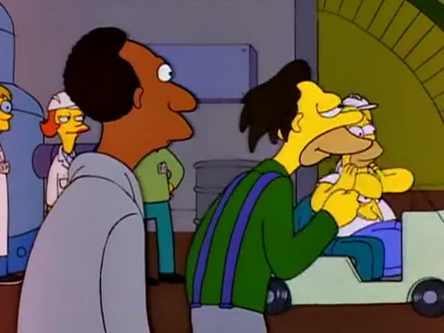 Way to play the boss's head like a bongo, Homer.